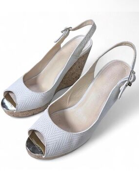 Jimmy Choo Prova peep toe cork wedge sling back heel 6.5 EU37.5